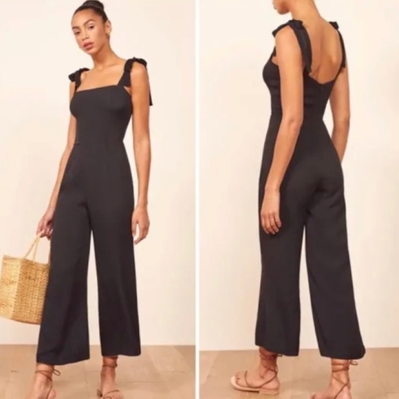 Reformation Pants - Reformation Fay Black Tie-Strap Jumpsuit Size 6